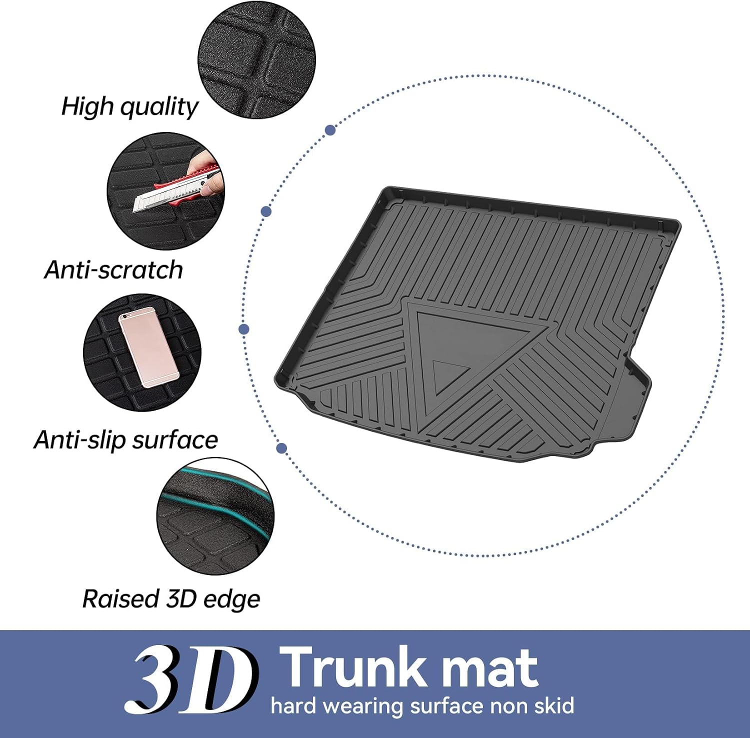 PSLER Cargo Mats Fit for X3 (G01) 2018-2024 Cargo Liner Custom Trunk Mats for X3 (Not Fit X3 xDrive30e PHEV Model) All Weather Trunk Liner Car Mats Floor Liners