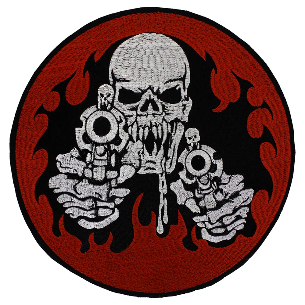Toppa Ricamata Teschio Punk: Applique Con Ferro Da Stiro Per Giacca, Moto O Zaino, Multicolore 24x30 Cm