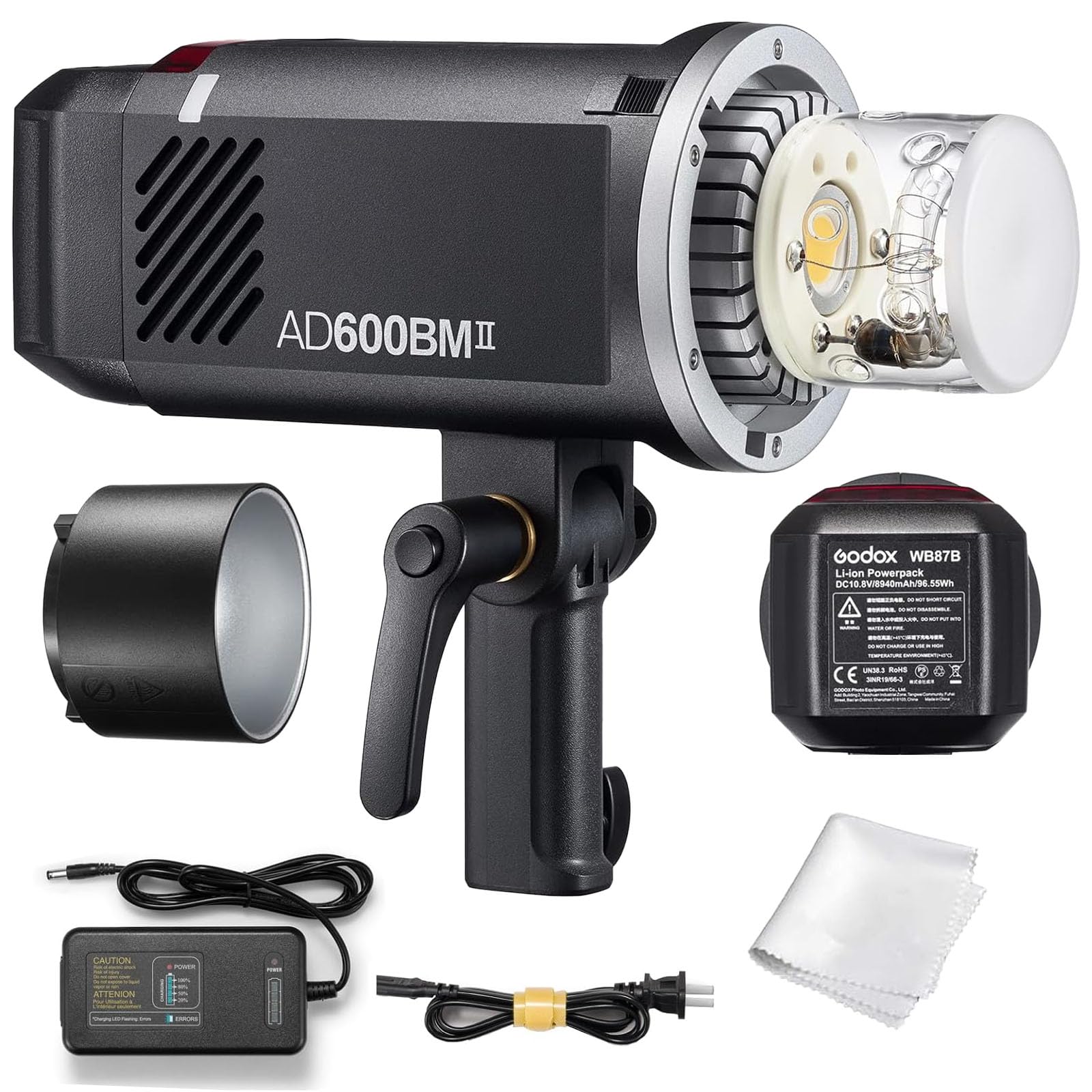 Godox AD600BM II AD600BMII Flash extérieur manuel HSS, 500 flashs à pleine charge, lampe de modélisation LED 40 W, panneaux de commande LED à code couleur, batterie Li-ion 10,8 V/8940 mAh, avec
