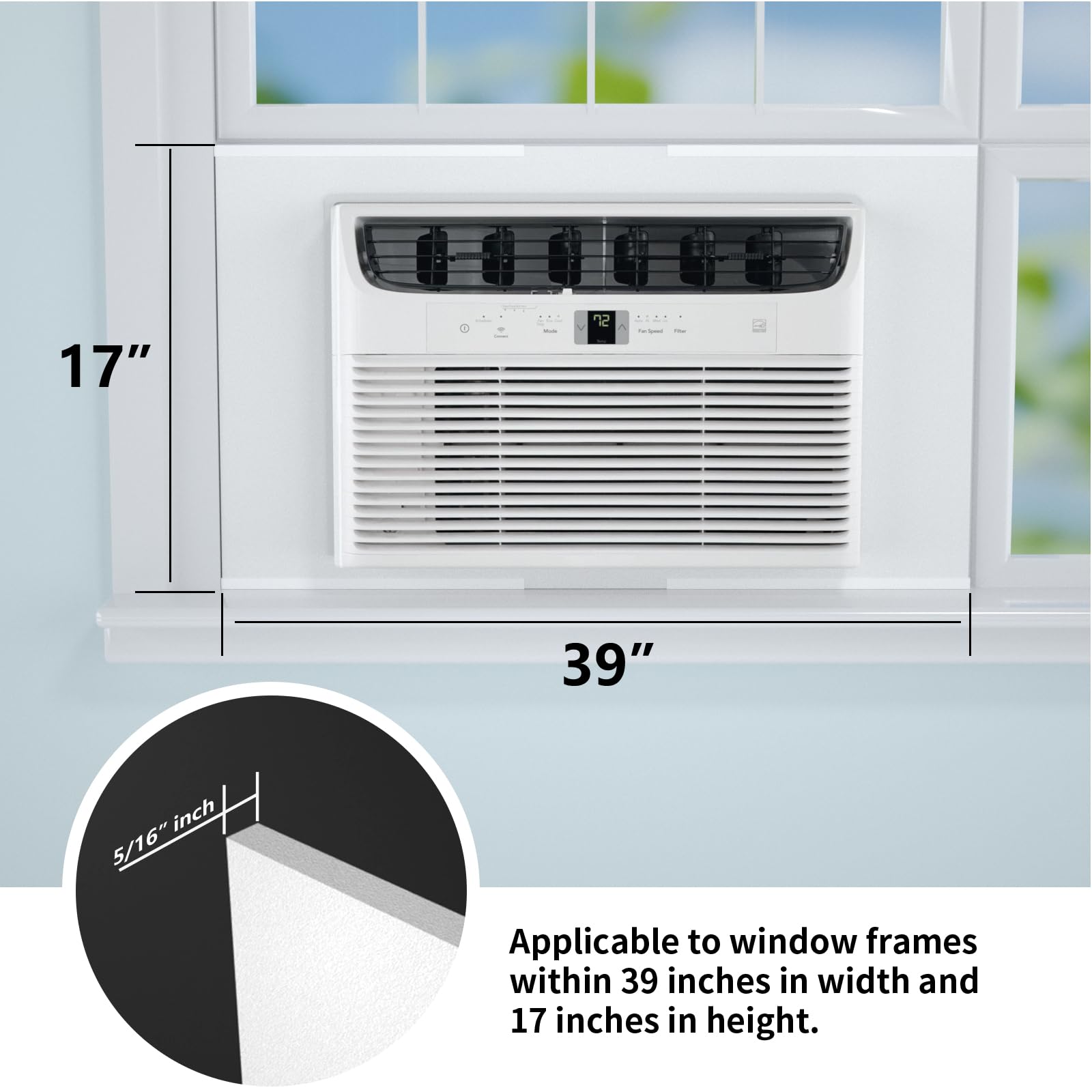 Aire acondicionado de ventana, panel de espuma aislante lateral KT002WHITE, aislamiento térmico y corrientes de aire de verano e invierno, paneles de aislamiento envolvente completo de una pieza con 4
