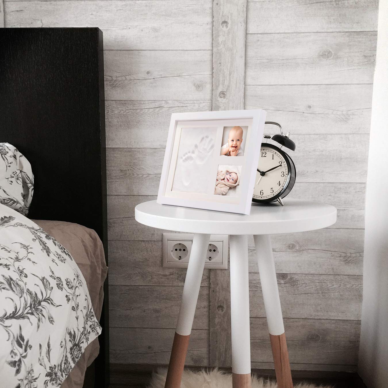 Frabe Family Baby Footprint Frame, Baby Hand and Foot Print, Baby Footprint kit, Baptism Favors, White, Wooden 30.6 cm x 24.8cm x 2 cm - Image 3