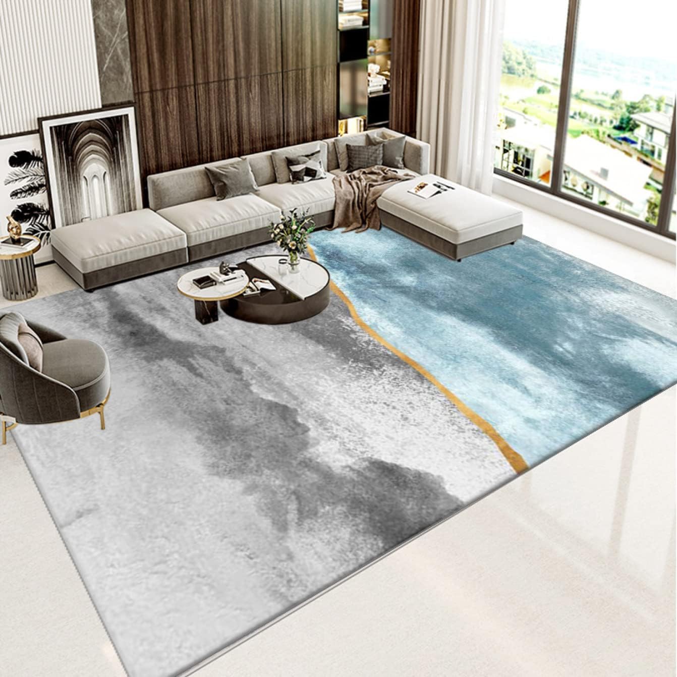 【新品】モダン抽象デザインラグ ベージュホワイト 160×230cm 新品】モダン抽象デザインラグ ベージュホワイト 160×230cm