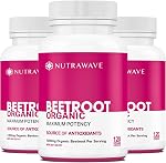 Nutrawave Capsules de Betterave Biologique 1400mg – Booster d'Oxyde Nitrique Haute Puissance pour l'Énergie, la Santé Cardiaque & Cérébrale – 120 Suppléments Végétaliens, Sans OGM Beta Vulgaris – Poudre de Racine de Betterave Crue avec Vitamines & Antioxydants