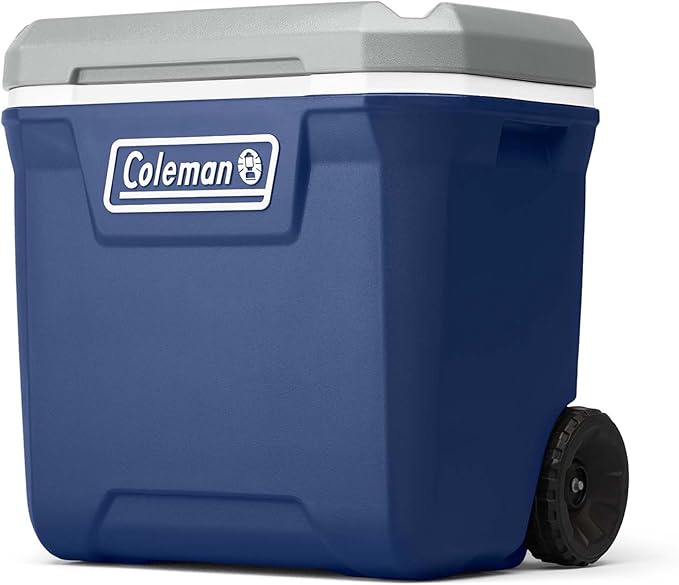 Coleman Classic Series Insulated Portable Rolling Cooler with Wheels, Leak-Resistant Outdoor Hard Cooler Keeps Ice up to 5 Days, 65-Quart