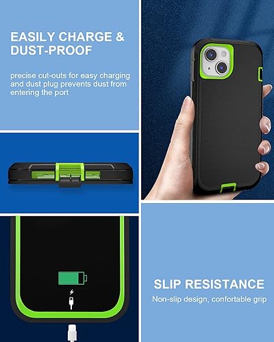 Miniatura 7 de Funda para iPhone 13 (6.1 pulgadas), con 2 protectores de pantalla de vidrio templado + 2 protectores de lente de cámara protección contra caídas de