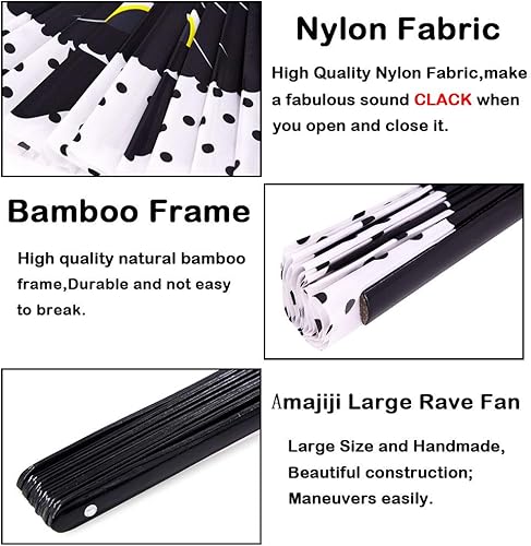 Miniatura 7 de Amajiji Abanicos plegables grandes para bailar en línea, gran abanico de golpes para botas en el suelo, baile, fiesta, decoración, festival (gato