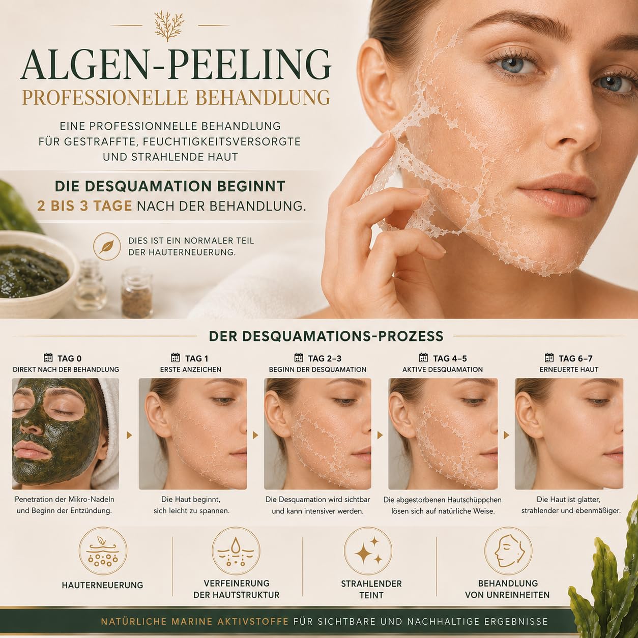 Nara beauty cosmetics Algen-Peeling-Set – gegen Unvollkommenheiten, kraftvolle Regenerierende Peeling-Pflege