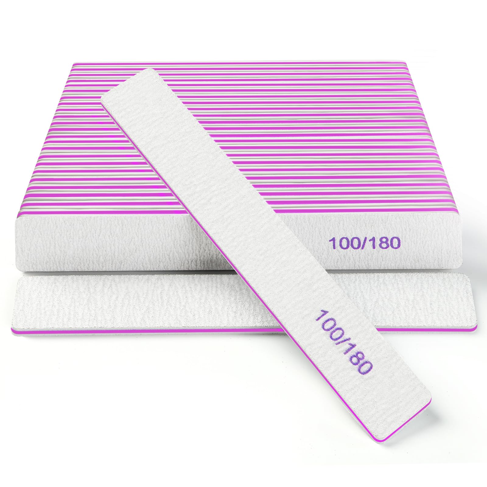 Ekrnlyi Nail Files (18 Pack), 100/180 Grit Double Sided Emery Boards for Natural & Acrylic Nails, Reusable Manicure for Women & Men, Professional