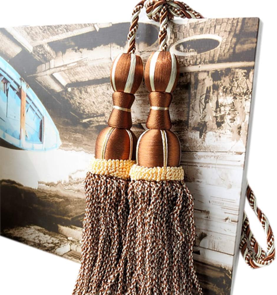 1 Pair Simple Double Balls Tassels Curtain Tiebacks Curtain Buckle Holder Curtain Rope Tiebacks with Tassels for Bedroom & Living Room (Royal Blue)