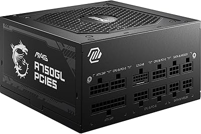 MSI MAG A750GL PCIE5 Power Supply Unit, 750W, 80 Plus Gold, Fully Modular, ATX 3