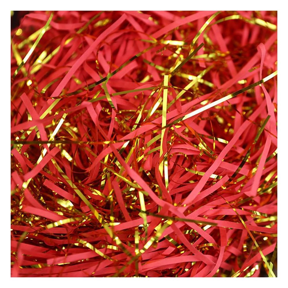 Papier déchiqueté pour boîtes-cadeaux, Papier de soie pailleté multicolore avec fils dorés, 500 g à 1000(Rosso,500g)