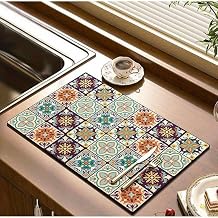 Dish Drying Mat for Kitchen, Large Water Absorbing Mat for Wet Utensils, Multifunctional mat, Coffee mat for Counter, Utensils Drying mat, Stylish Kitchen Slab mats, Quick Drain mat