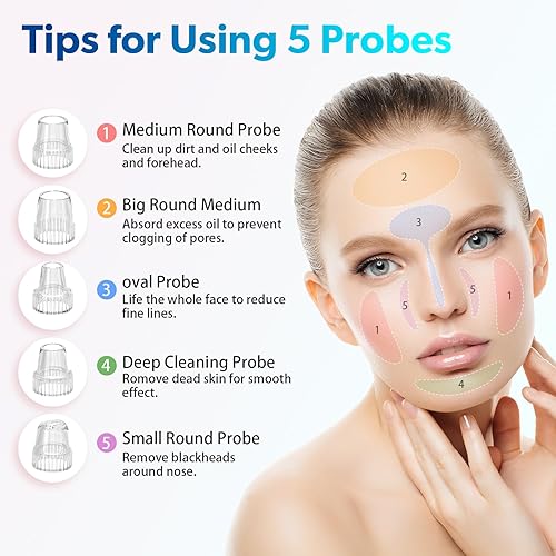 Miniatura 5 de Removedor de puntos negros, aspiradora de poros mejorada, limpiador de poros faciales eléctrico de comedón, herramienta extractora de puntos