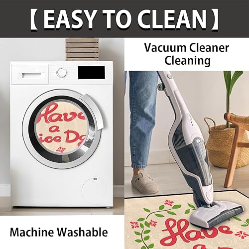 Miniatura 4 de Tapete de medio círculo con cita positiva, tapete de medio círculo con texto en inglés "Have Nice Day", tapete de entrada interior para el hogar, 3