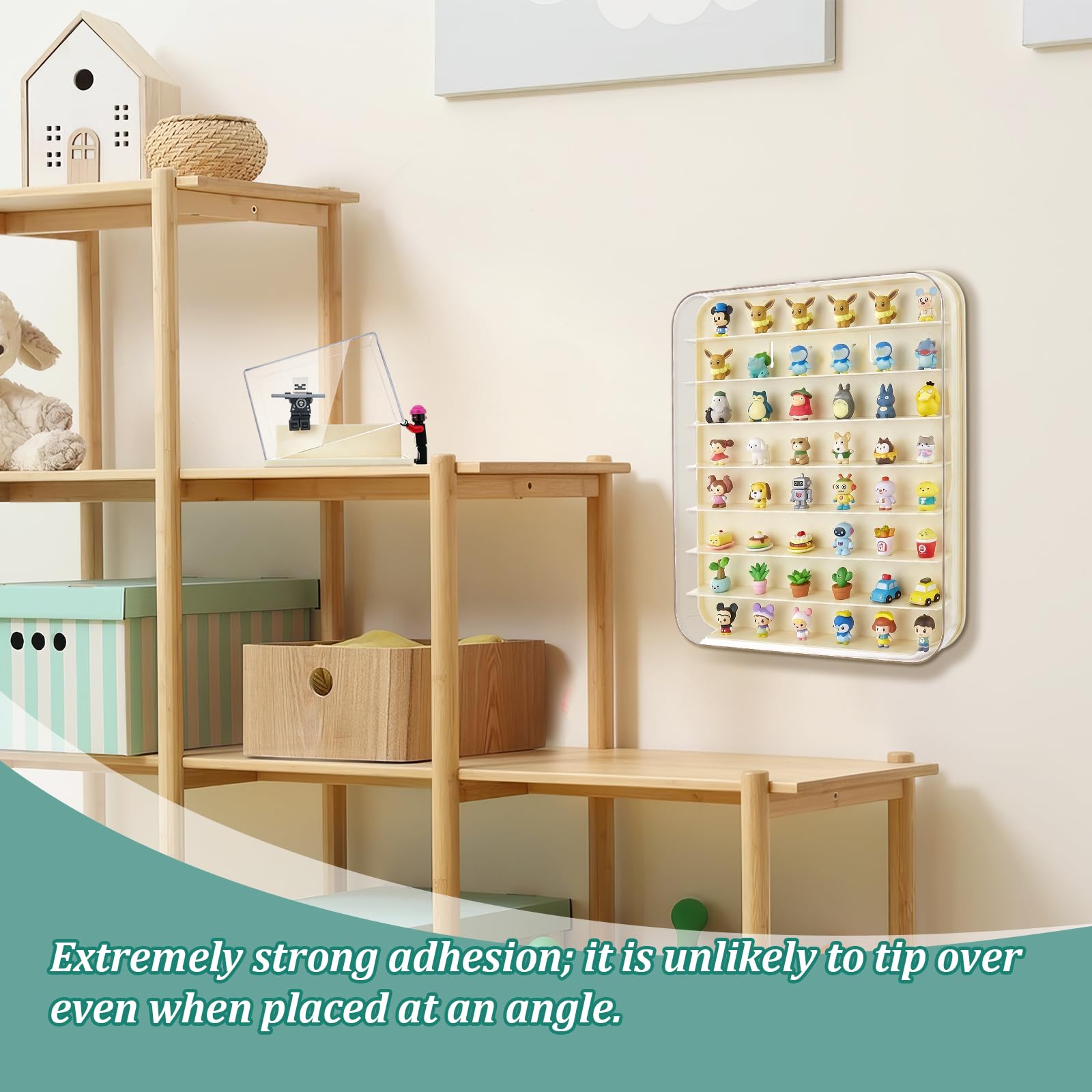 Espositore per statuette, da parete e da scrivania, 3 pezzi | Vetrina multi mini figure, organizer trasparente antipolvere per oggetti da collezione, action figure e pietra, con adesivi