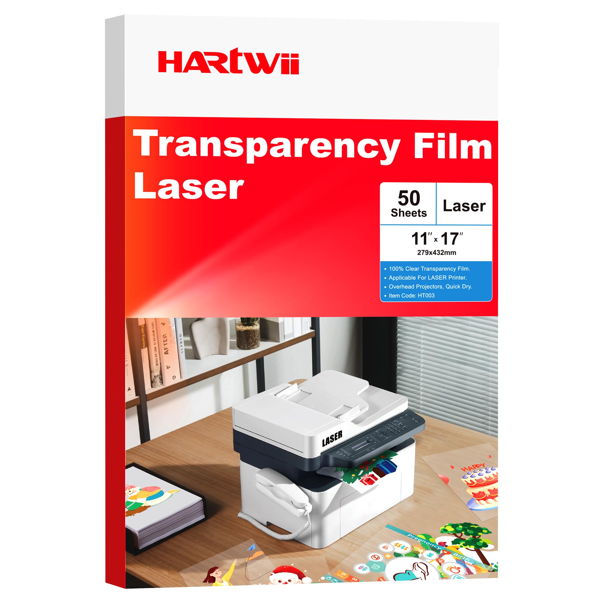 11x17 Laser Transparency Film,50 Sheets Overhead Projector