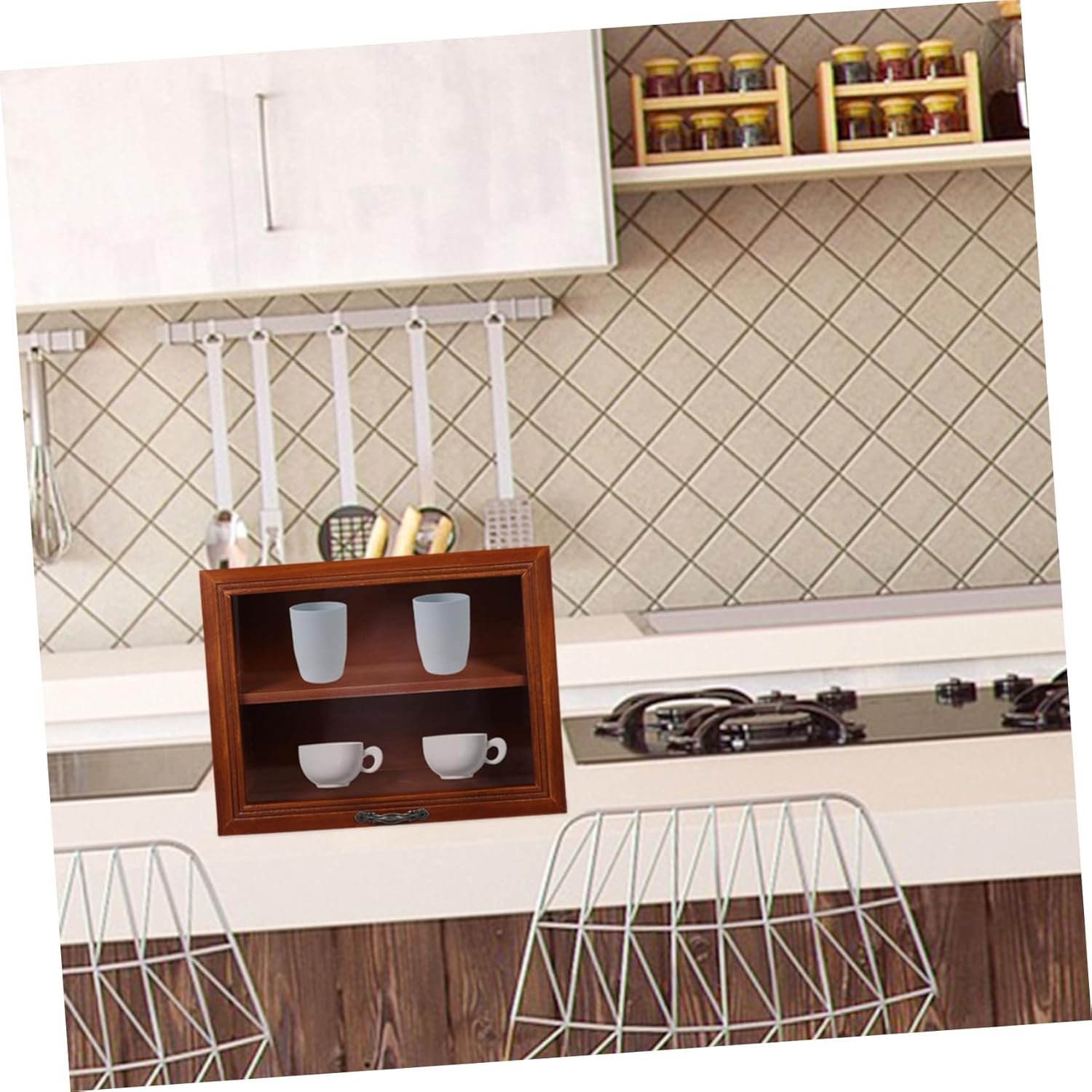 Mikinona Retro Small Cosmetic Storage Box Organizer Sundries and Cups Holder for Home Desk Accessories Classic Vintage Display Case for Makeup Nail Polish and Sundries