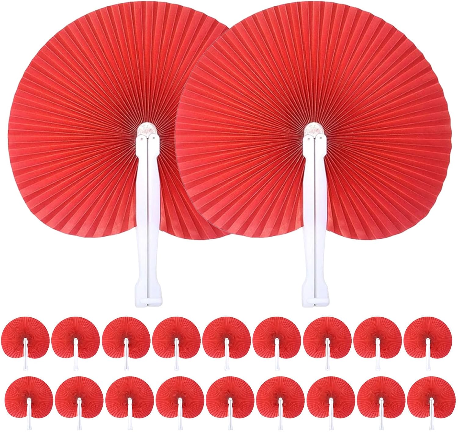 20pcs Round Paper Folding Fans Handheld Wedding Decorations