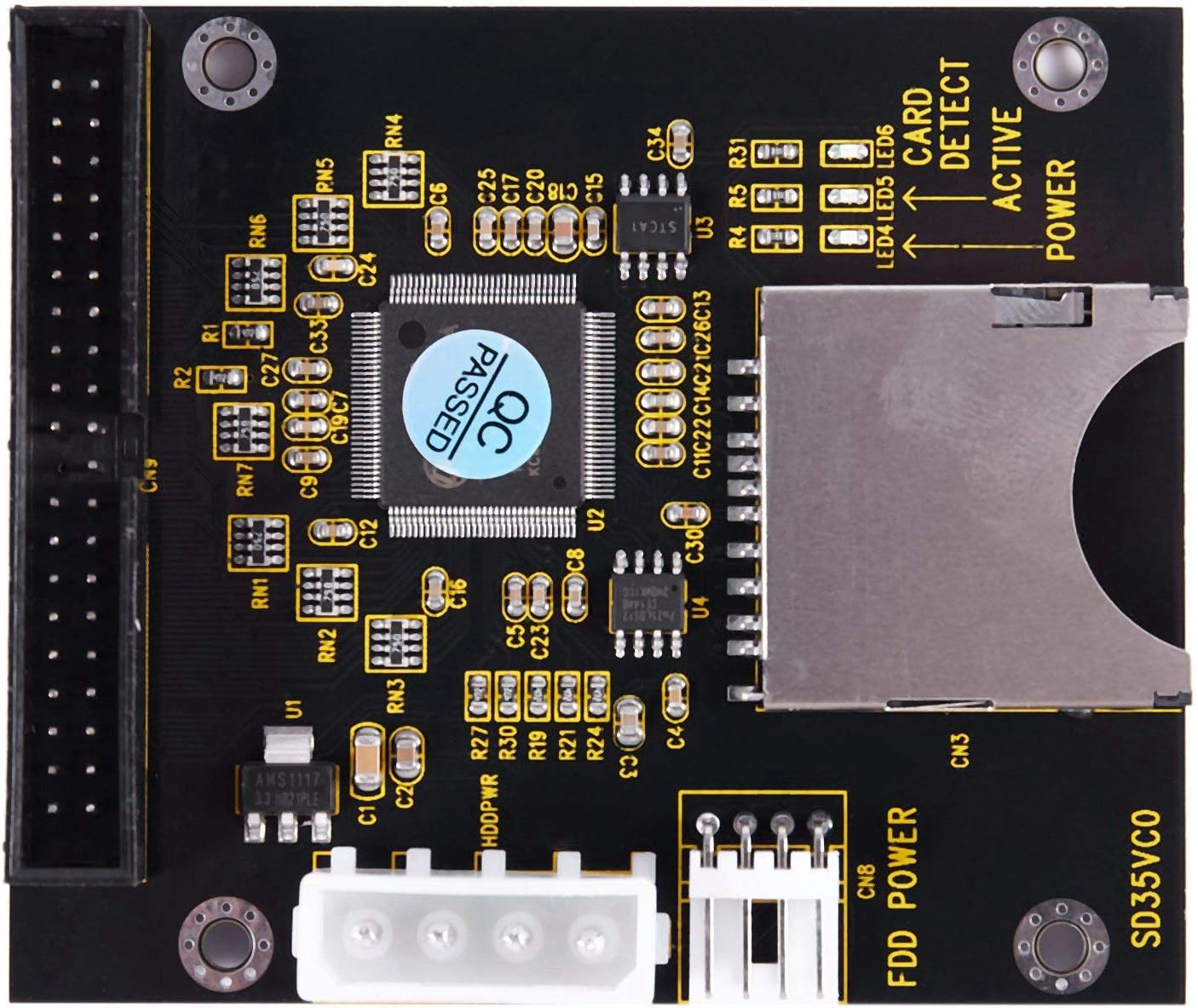 SD SDHC SDXC MMC Card to IDE 40Pin 3.5inch Male Adapter, Black
