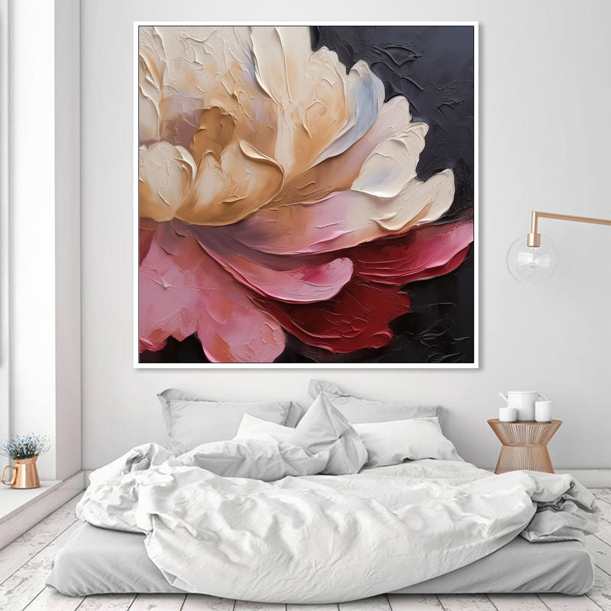 Amazon.com: ‎UYLHJKLZ Original Abstract Flower Painting On Canvas