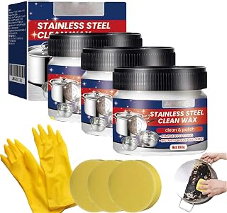 Stainless Steel Scratch Remover for Appliances, Multi-Purpose Scratch Remover Paste, Stainless Steel Scratch Repair Kit for Oven, Sink, Fridge & Cookware, Cleans Grease & Restores Shine (3)