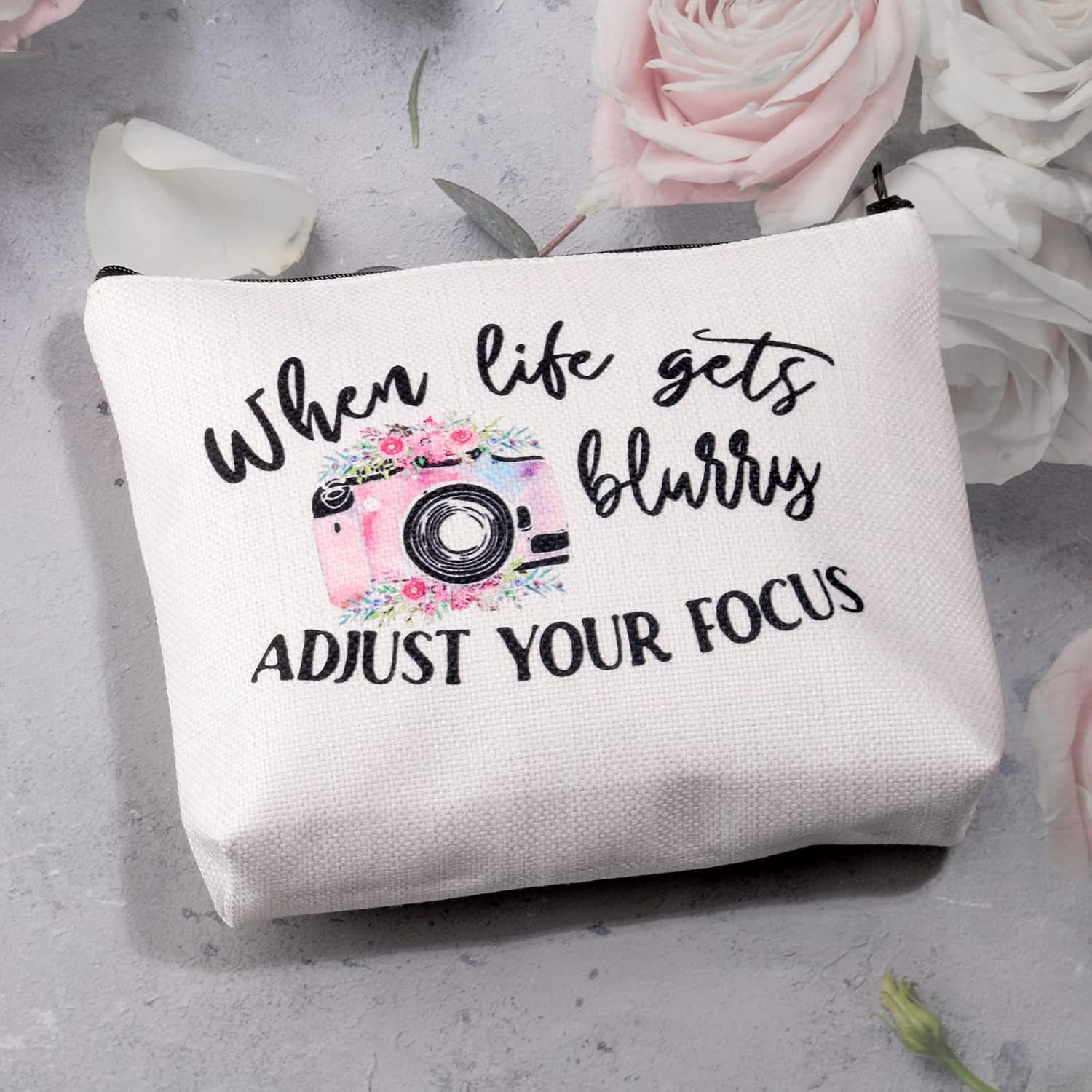 MBMSO Photographer Makeup Bag when Life gets Blurry Adjust Your Focus Photography Lovers Gifts Inspirational Gifts (when Life gets Blurry Adjust Your Focus) - Image 2
