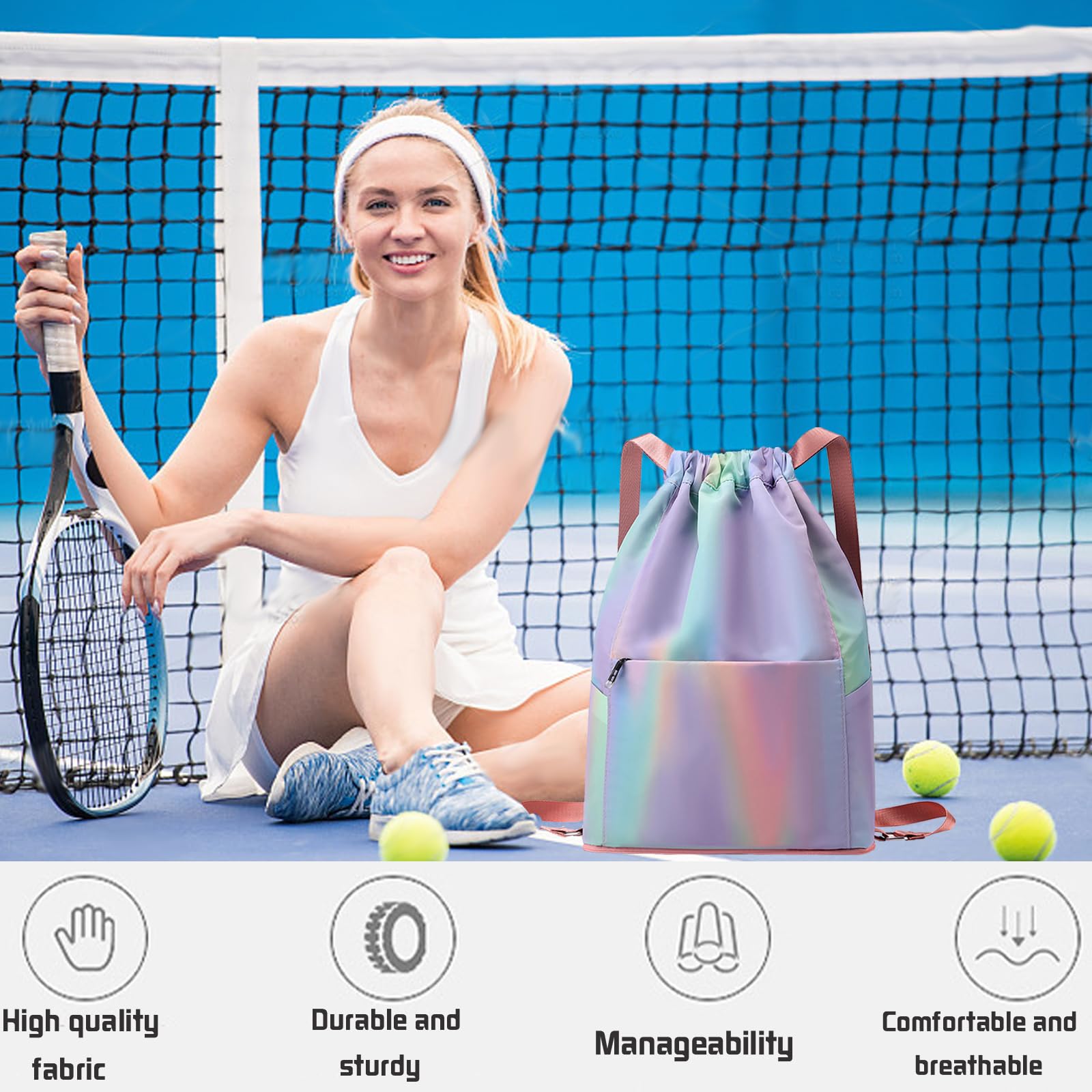 Niños Mochila de Fitness, Mochila Deportiva, Deportiva Impermeable Bolsa de Playa, Bolsa de Deporte, Mochila Cuerdas para Mujer Hombre, para Compras Deporte Viaje