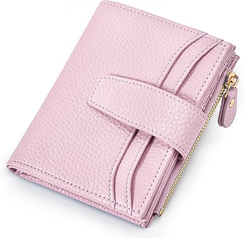 oscaurt Cartera pequeña para mujer, con bloqueo RFID, plegable, compacta, para tarjetas de crédito, carteras de cuero para mujeres con bolsillo con