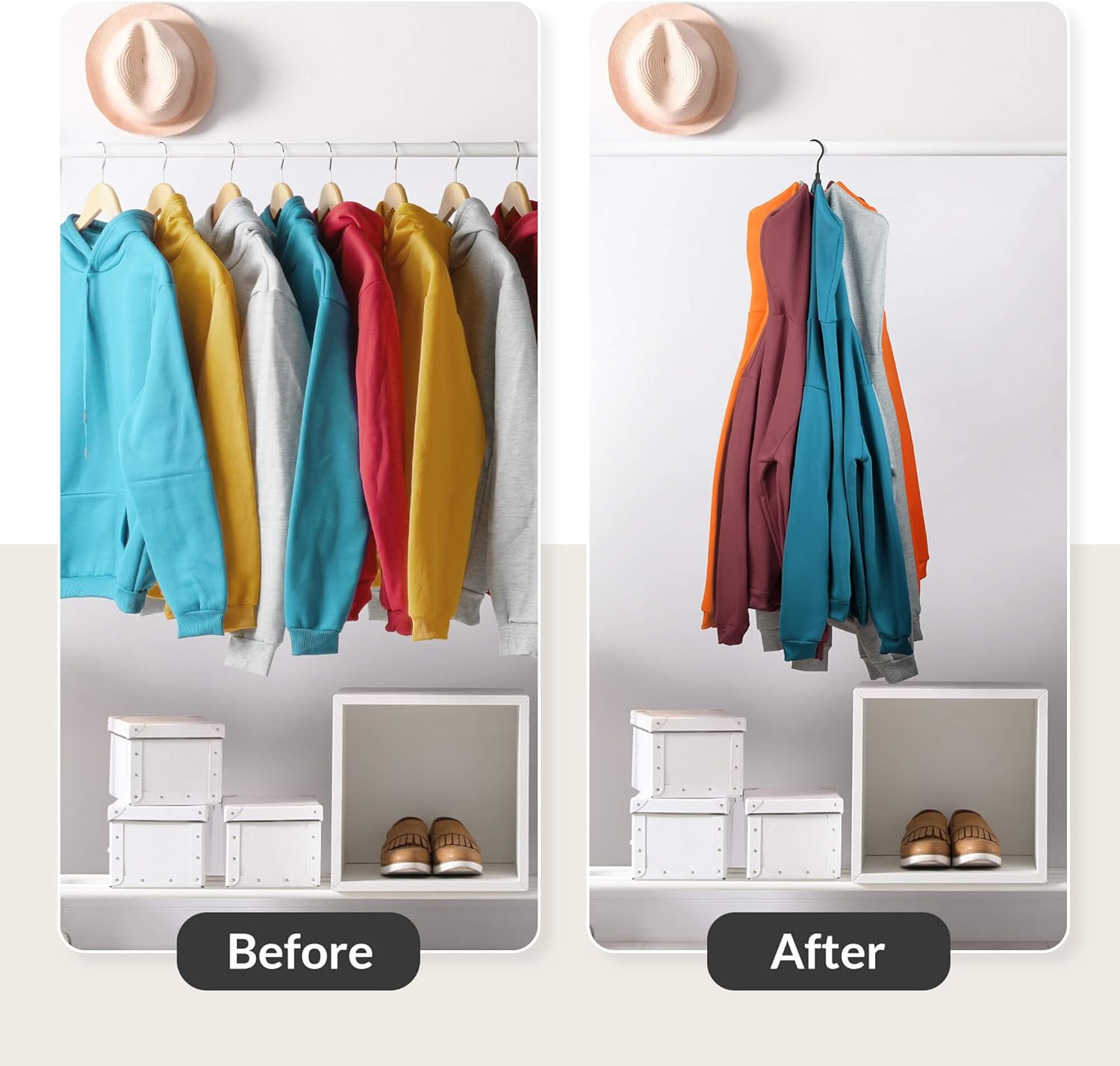 ZEDODIER Hoodie Hangers, Rotatable Hoodie Organzier for Closet, Max 8 Storage Capacity Hoodies Holder, Metal Space Saving Closet Organizers and Storage, Black thumbnail