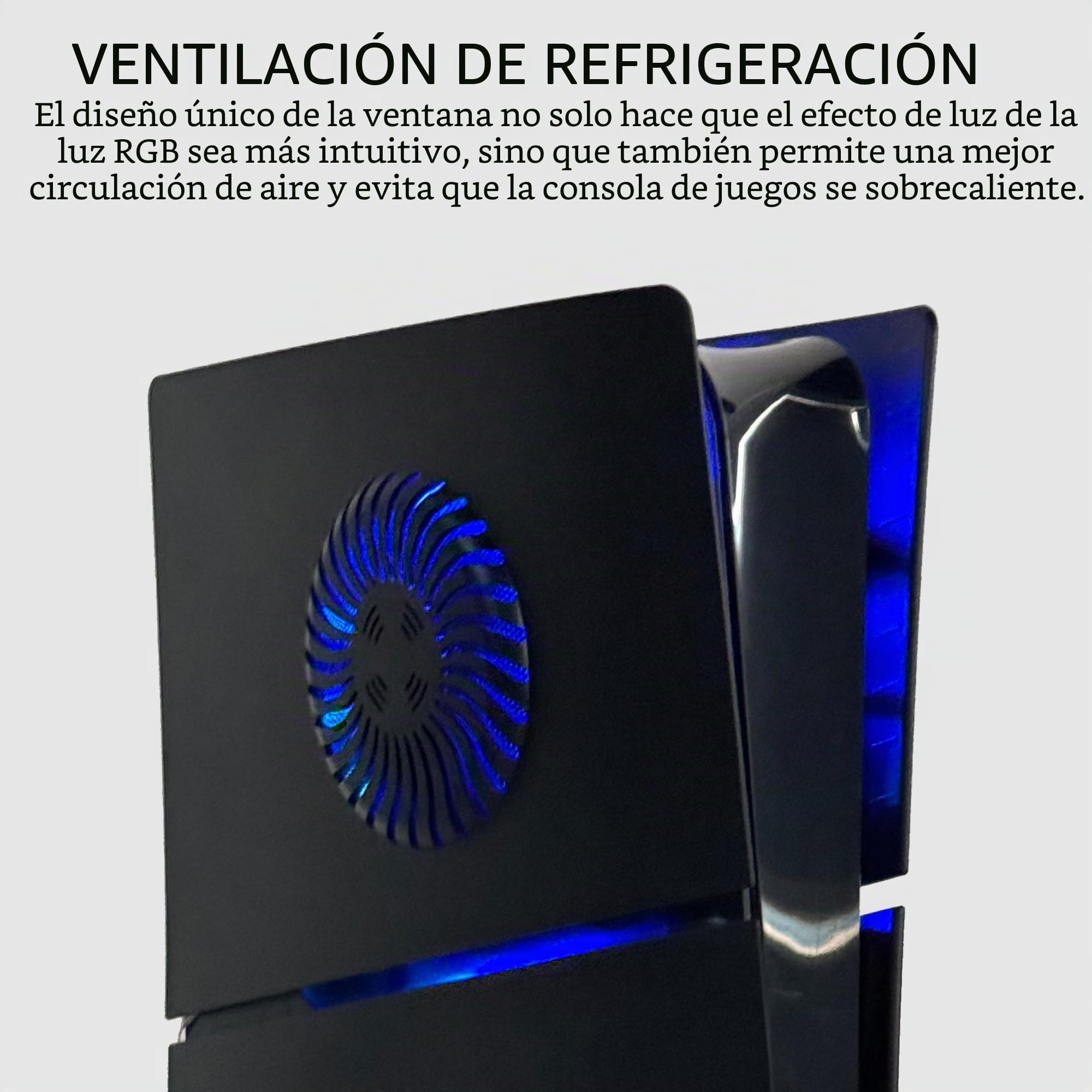 Placa frontal DOBEWINGDELOU para PS5 Slim Disc Edition con tira de luz RGB, filtro de polvo y ventilación, más de 400 efectos, anillo de luz LED