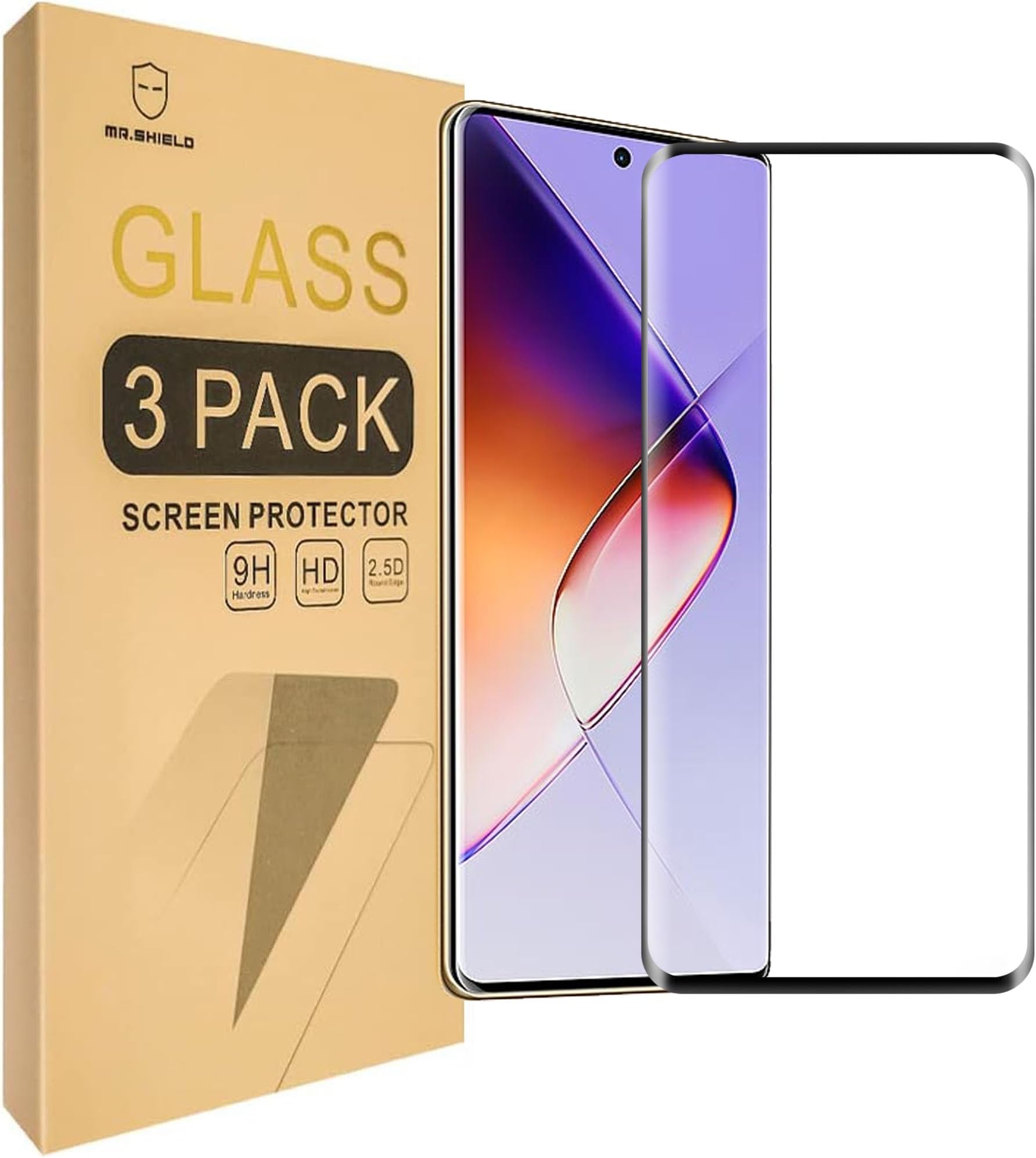 vbsyuwsa (3 Pack) for Infinix Note 40 Pro 5G X6851 Screen Protector Tempered Glass，Case Friendly [9H Hardness][High definition Anti Scratch ]