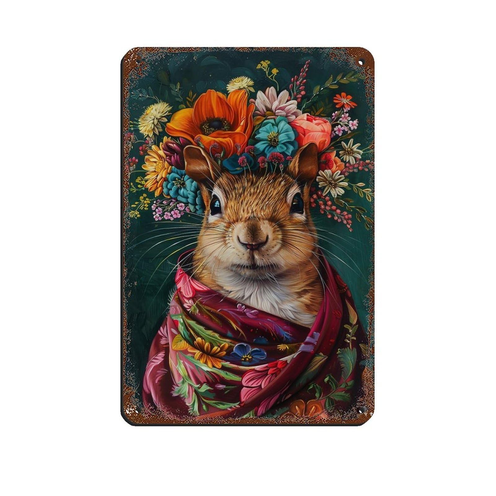 Vintage RenaisVintage Squirrel Poster Retro Poster Metal Tin Sign Chic Art Retro Iron Painting Bar People Cave Cafe Family Garage Poster Wall Decoration 8x12inch(20x30cm)