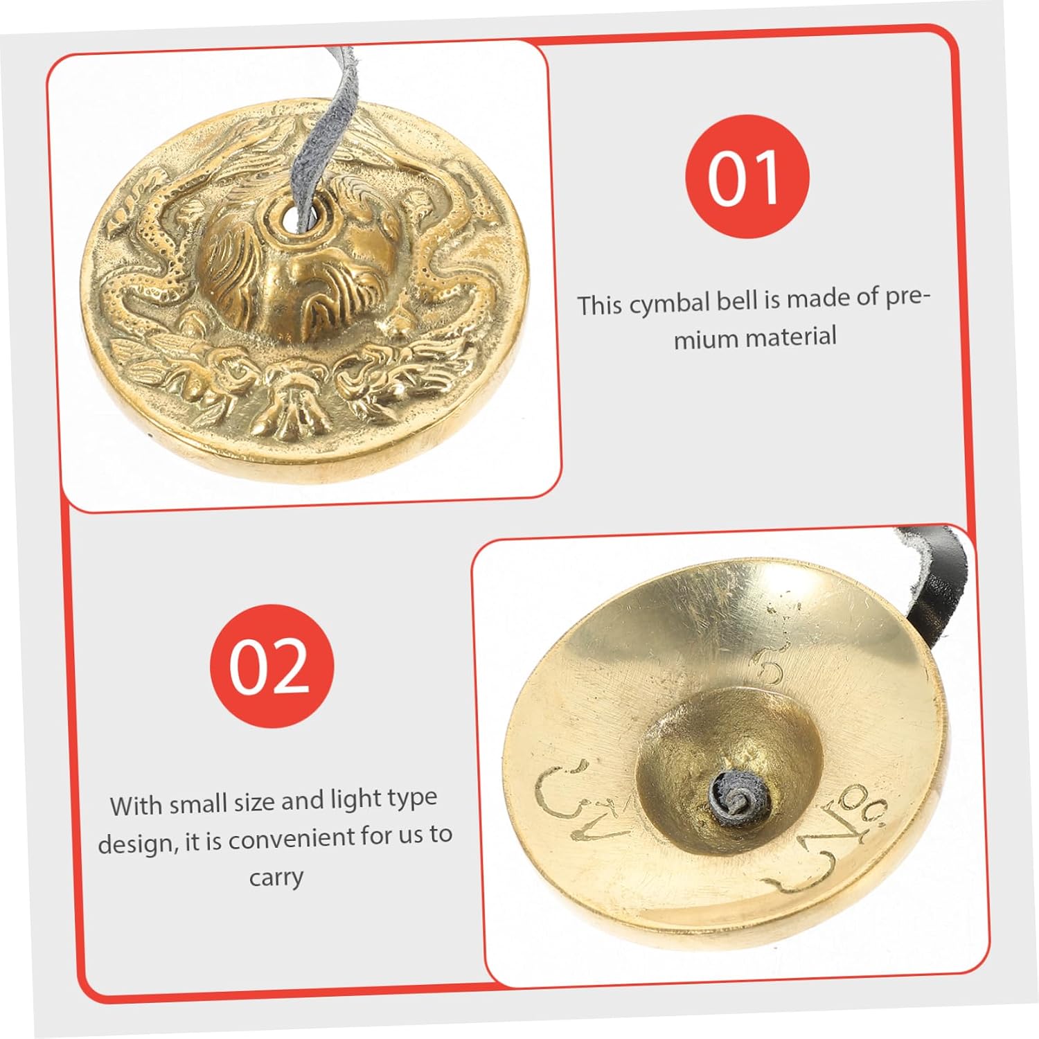 1pc Handmade Meditation Chime Bell Yoga Chime Tingsha Cymbals Meditation Instrument