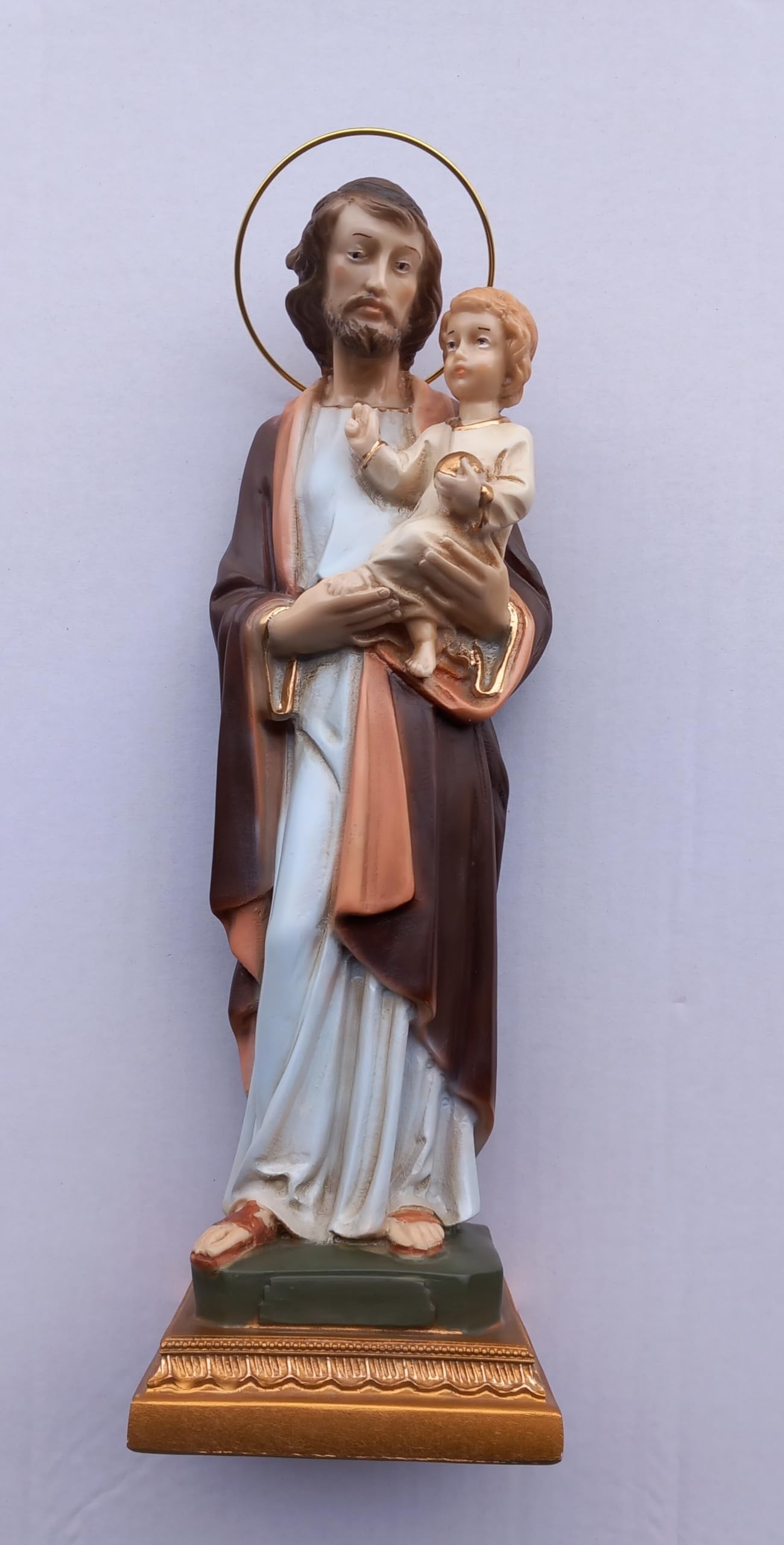 Generico Arte Sacra Caravaggio Statua di San Giuseppe, cm 32,5 x 10 realizzata in marmo resina piena, decorata a mano, di produzione artigianale