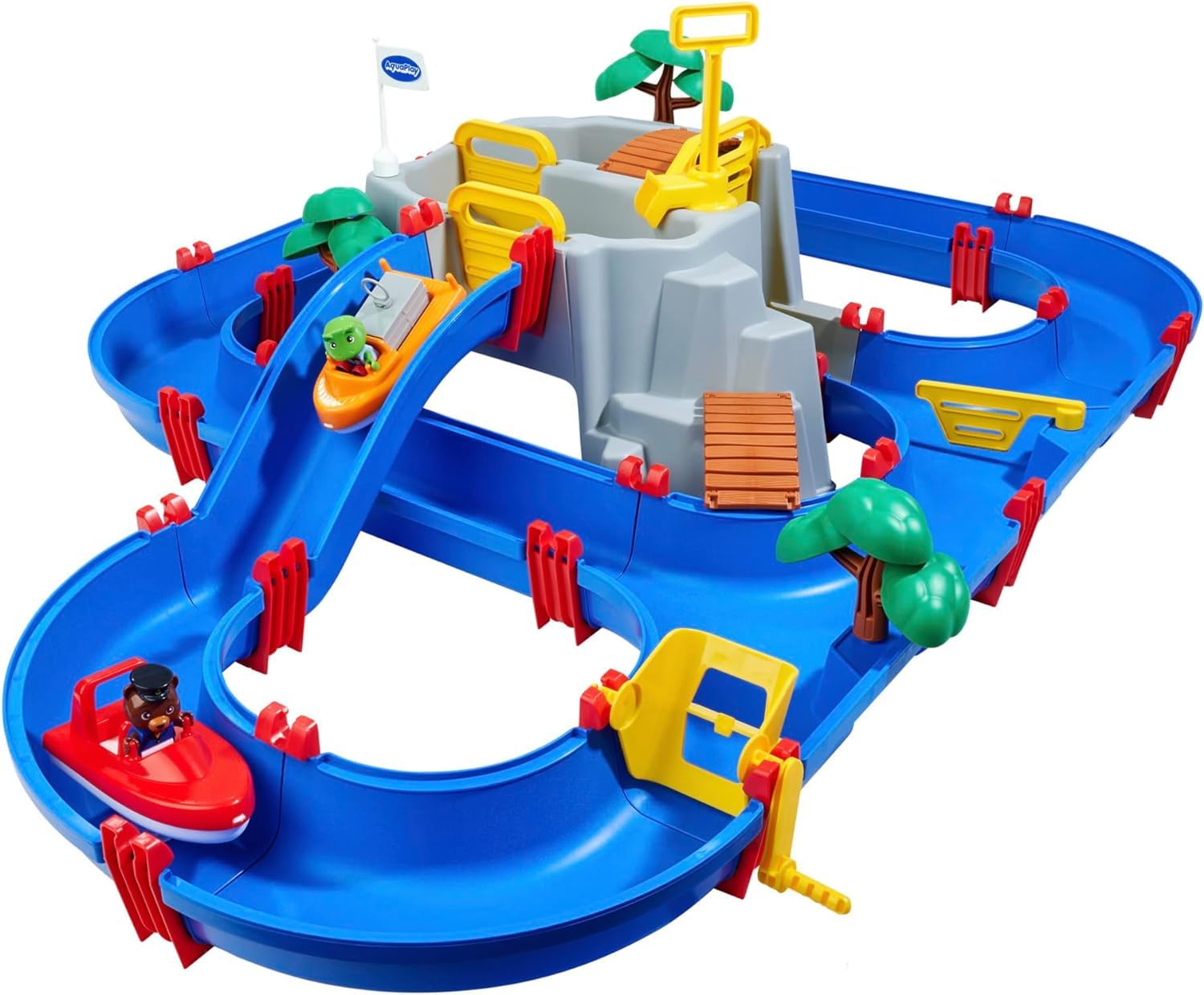 AquaPlay - Wasserbahn Set Bergsee - 42-teiliges Spieleset mit Bergsee, Wasserfall und geheimer Höhle & FireBoat - Zubehör Wasserbahnen oder für die Badewanne