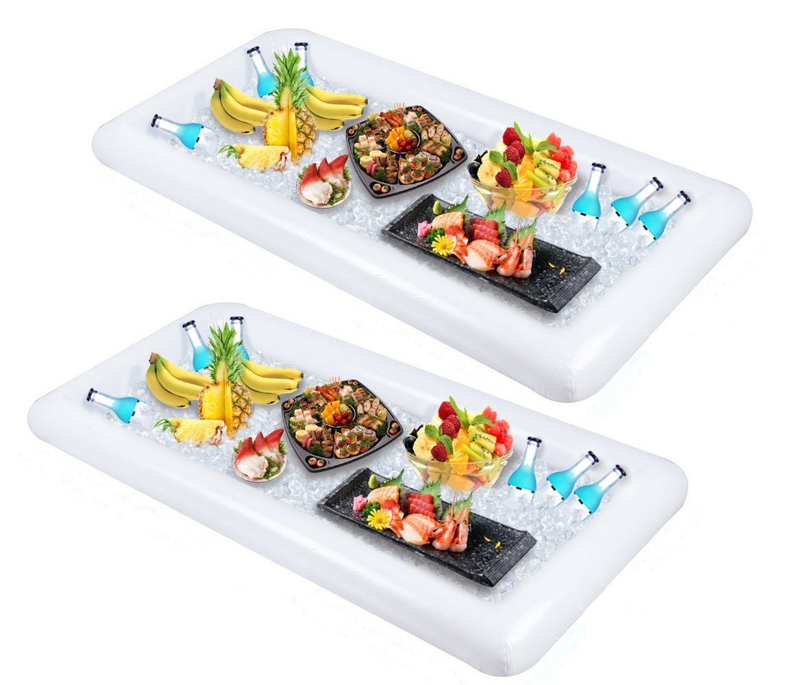 ZKHD Barras de Servir inflables Ensalada Ice Buffet Ensalada Sirviendo bandejas Alimentos Tenedor de Bebida Cooler Contenedores BBQ al Aire Libre Picnic Pool Supplies
