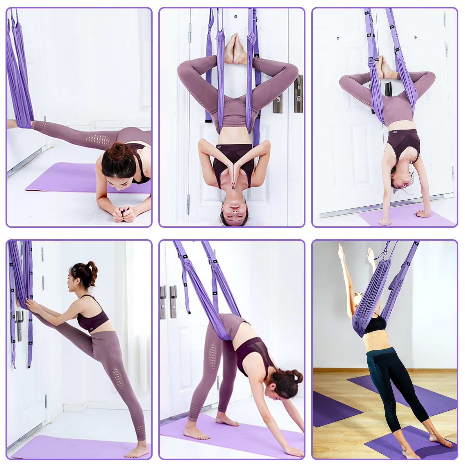 Aerial Yogatuch, Yogagurt Beinstretcher mit Türanker, Hochelastisches Stretching Band, Verstellbarer Yoga Gurt, Yogagurt für Ganzkörpertraining, Therapieschaukel, Schlingentrainer, Postnatale Erholung