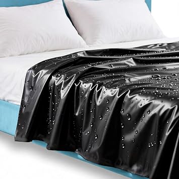 PVC Waterproof Bed Sheet, Thickened Oil-Proof Waterproof Sheet, Mattress Protective Cover Adult Couple for Home Travel Push Massage Spa Black, 200 * 220cm