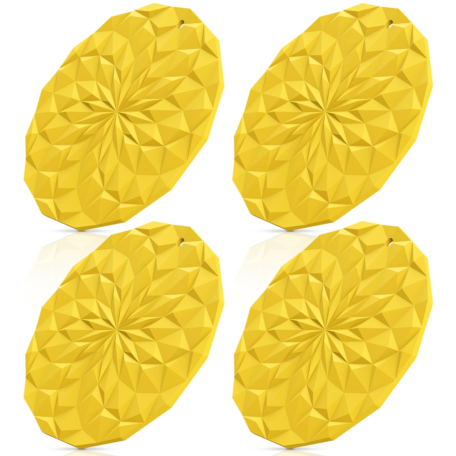 STLIAN Silicone Trivet Mats - 4 Pack Pot Holders - 18.8cm Thickened Hot Pads for Hot pots, Pans and Dishes, Heat Resistant Silicone Trivet for Table and Counter Top Yellow