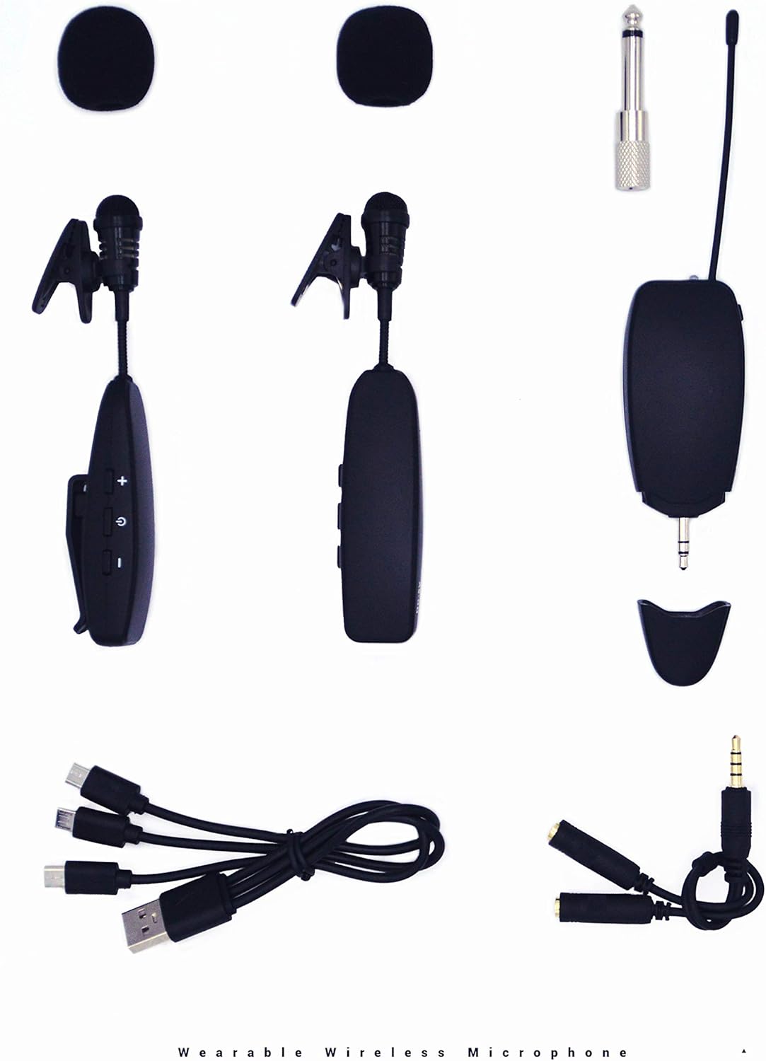 Wireless Lavalier Microphones, Set for Desktop PC Computer, Mac, Smartphone, iPhone Live Streaming/Recording Vlog/YouTube/Network Teaching/Interview/Video Conference