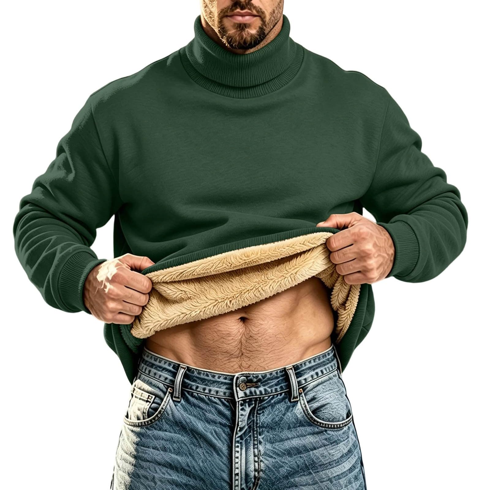 Fleecepullover Herren Winter Pullover Warm Fleece Rollkragenpullover Sherpa Gefüttert Sweatshirt Dicke Plüsch Langarmshirt Thermo Bequeme Herrenpullover Freizeit Bekleidung Fashion Oberteile XS-3XL