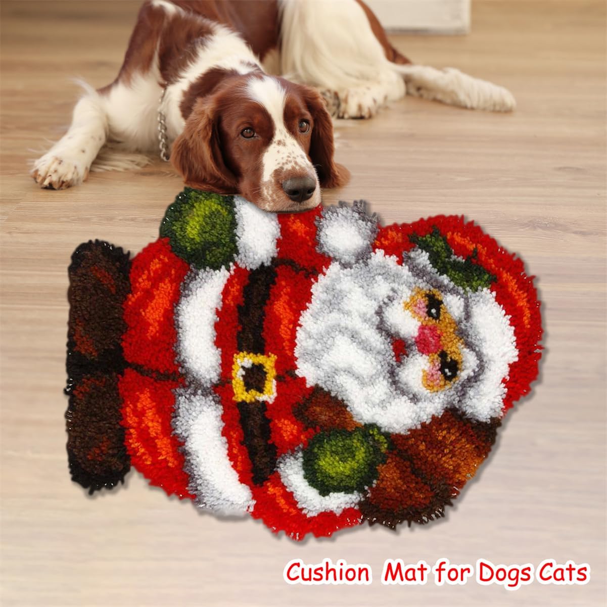 DL-YTG Latch Hook Kits Rug Santa Claus Crochet Yarn Cushion Colour Pre-Printed Canvas Cover Rug Needlework DIY Hook and Latch Kit Christmas Home Decoration 52x38cm/20 X15inch