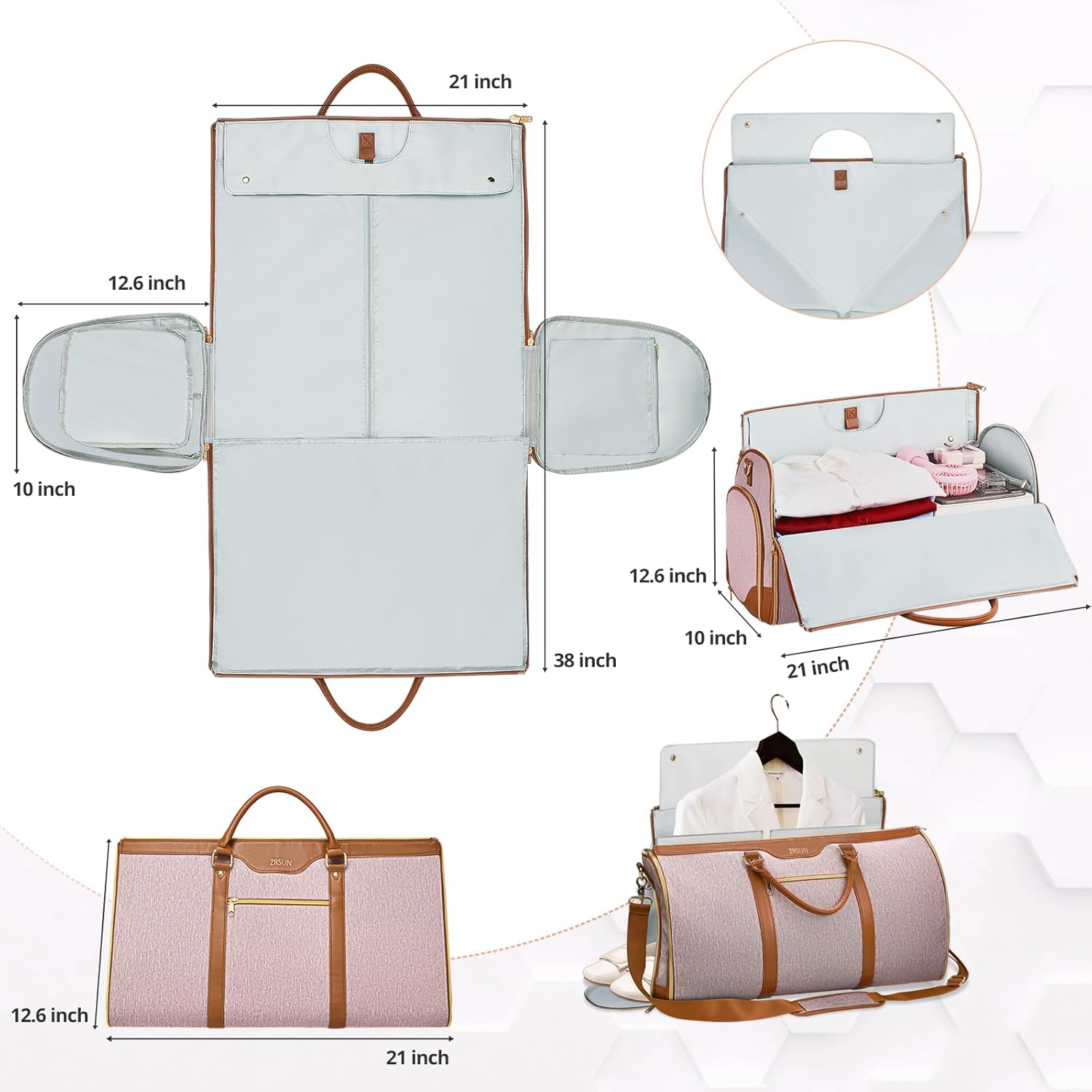 Garment Bag for Travel, Convertible Carry-On Duffel with Shoe Compartment, Waterproof & Wrinkle-Free Suit Carrier for Business Trips & Weekend Getaways, Foldable & Lightweight