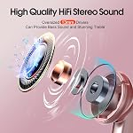 Ecouteurs sans fil, 2026 Bluetooth 5.3 Casques sans fil avec HiFi Stéréo et ENC Le bruit annule Mic, 48H dans les écouteurs d'oreille LED Affichage numérique, IPX7 Bouds d'oreilles, Contrôle de toucher, Android iOS, Rose