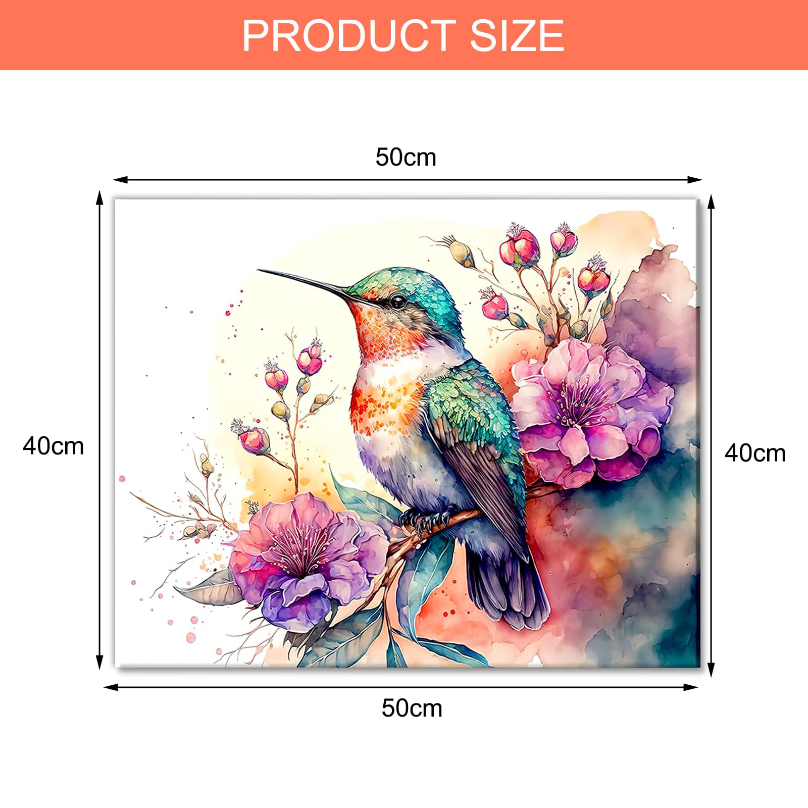 Peinture Par Numéros Avec Cadre NEWENMO Mignon Colibri - Fleurs Décoratives Pour Adulte, DIY 30x40cm, Idéal Pour Décoration Maison - 6