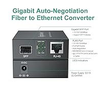 Vista 3 de ipolex Convertidor de medios Gigabit monomodo SC de fibra a Ethernet, módulo SFP 1000Base-LX integrado, 1310 nm, SMF, dúplex, 20 KM, fibra SC dual a