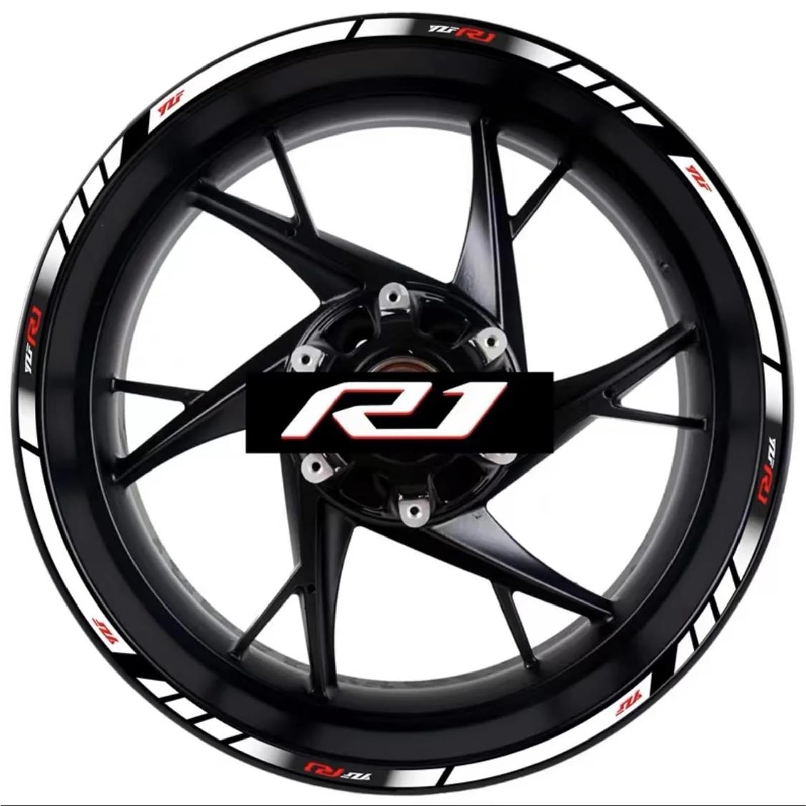 Motorcycle Decal Set Decorative Wheel Hub YZF R1 Rim Reflective Waterproof Sticker for Yamaha YZFR1(Color1)