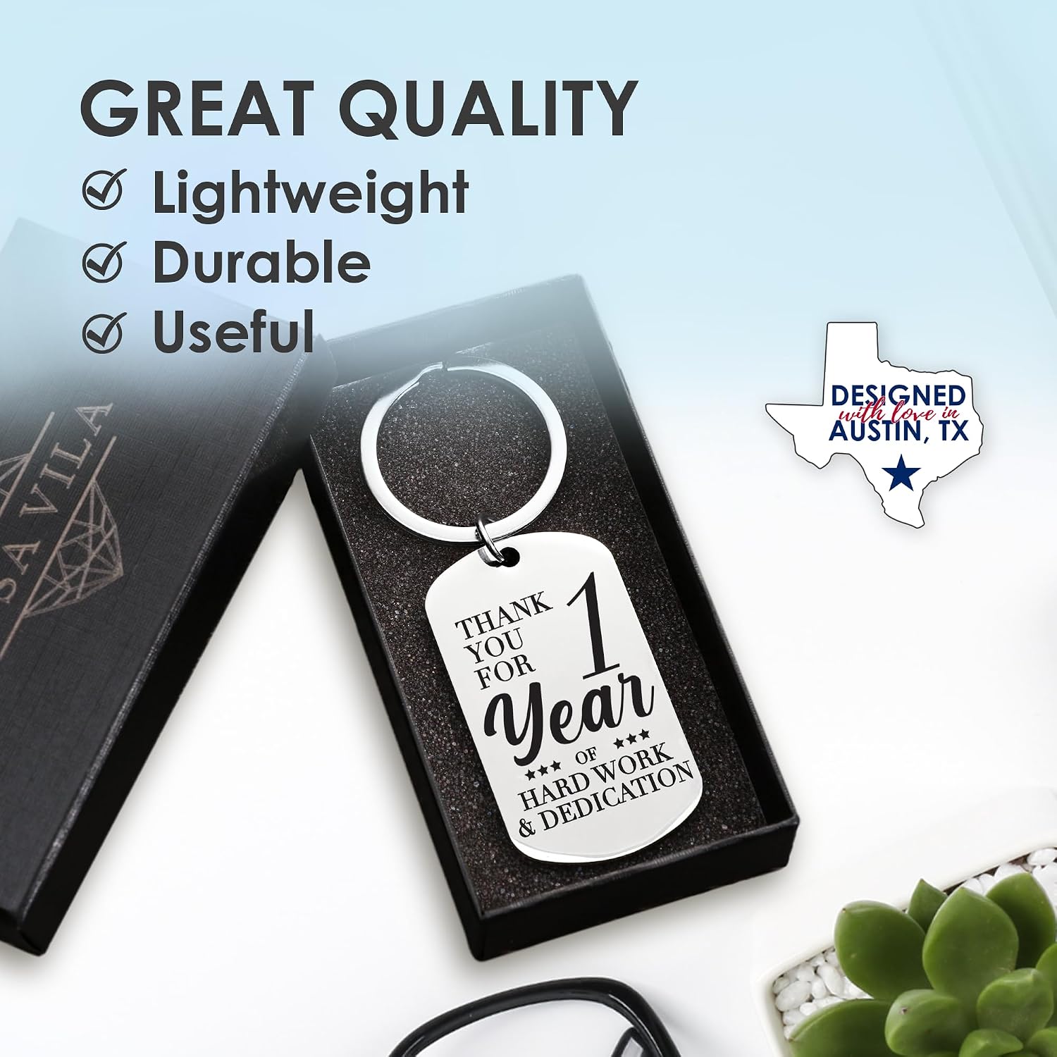 Rosa Vila Work Anniversary Keychain, Employee Gift for Work Anniversary, Coworker, 1-Year, 5-Year, 10-Year, 20-Year image 5