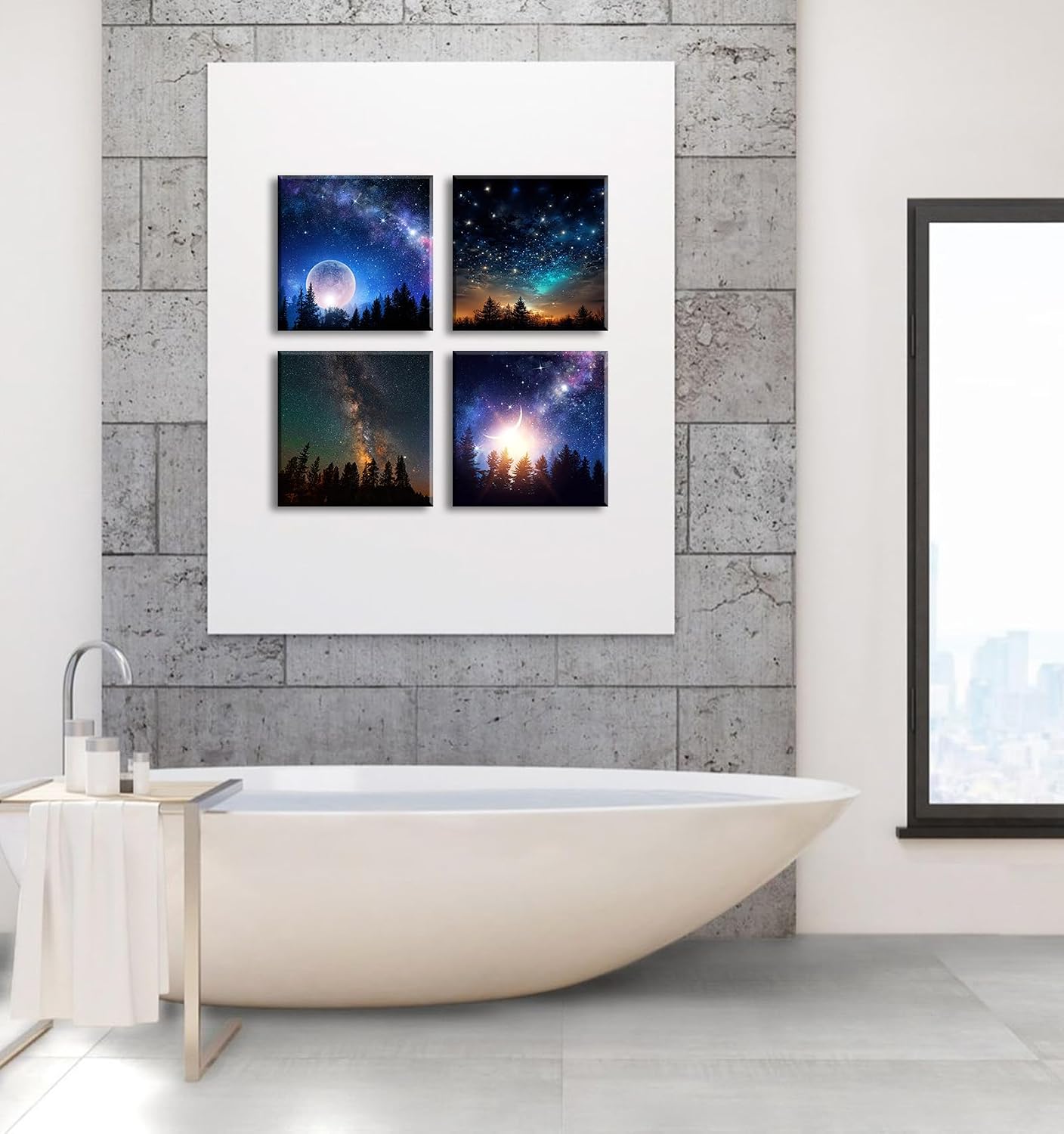 DJSYLIFE Galaxy Nebula Canvas Wall Art for Boys Room, 12x12 Inch 4-Panel image 5