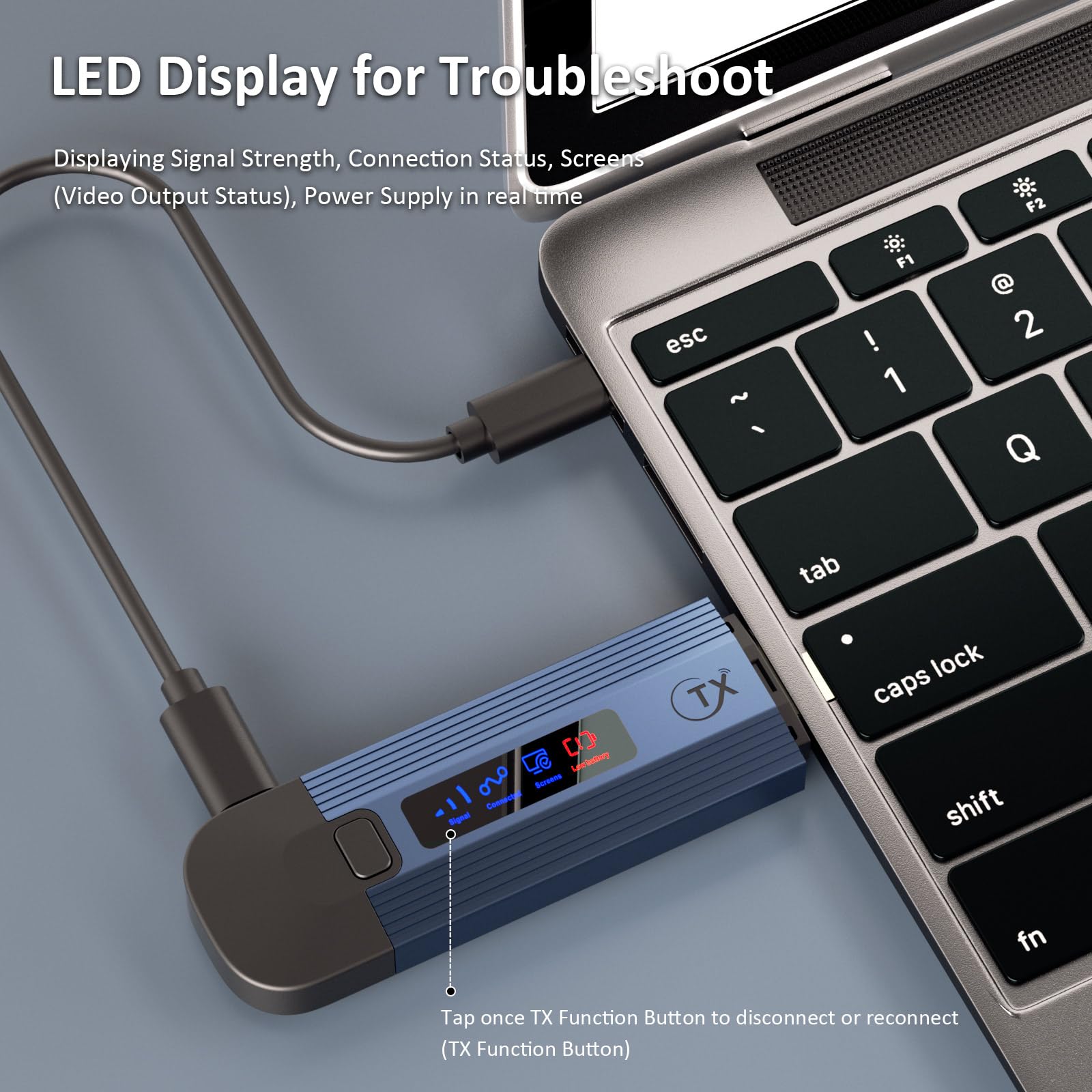Bezprzewodowy nadajnik i odbiornik HDMI 4K, Plug & Play, przenośny, bezprzewodowy przedłużacz HDMI, metalowa obudowa z ekranem LED, bezprzewodowy transmiter HDMI i odbiornik, strumieniowe przesyłanie